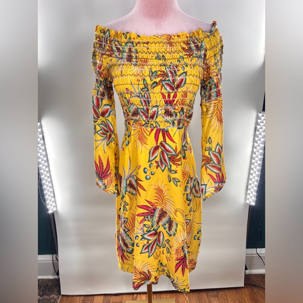 EUC Farm Rio for Anthropologies Bria Off The Shoulder Mini Dress
